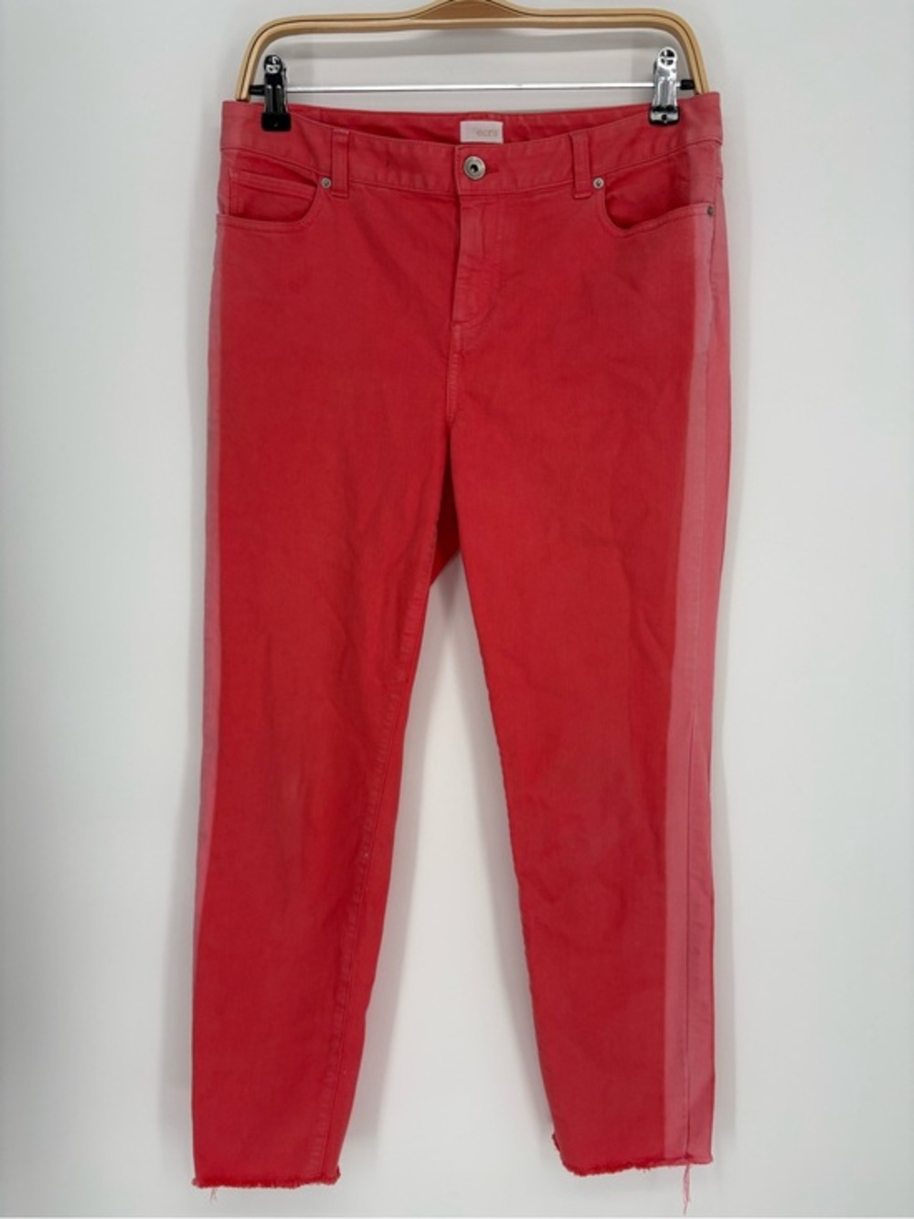 🐄 ecru Coral Cropped Jeans with stripe Side Panel